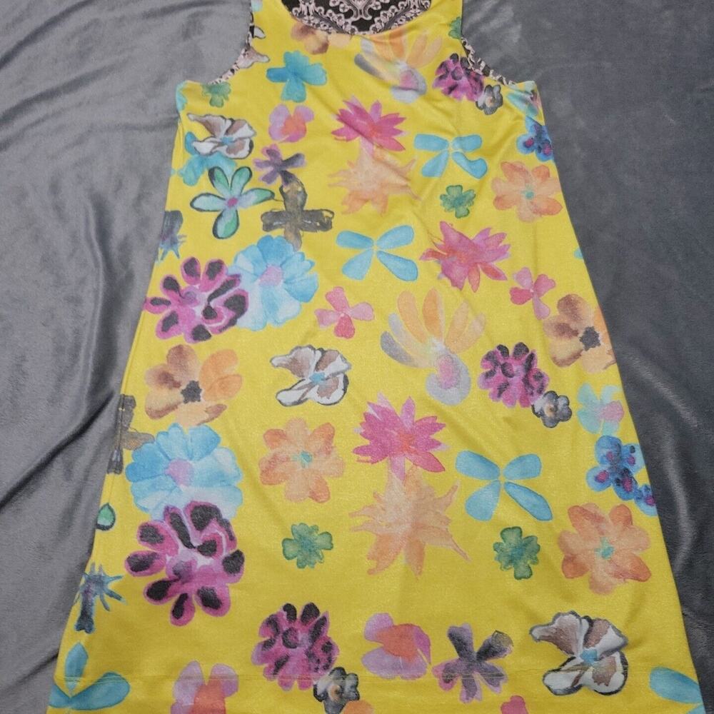 Nally Millie Women Large A Line Dress Pink Floral Reversible Sleeveless USA Made